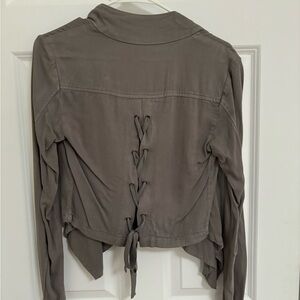 Vintage Taupe Lace-Up Jacket